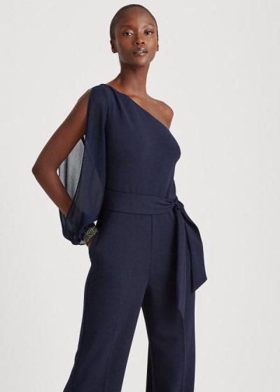 Ralph Lauren Jersey One-Shoulder Jumpsuit Dame Danmark (VOTME8904)